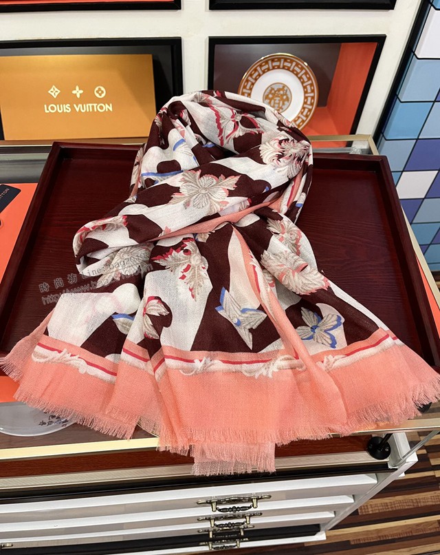 Louis Vuitton女士圍巾 路易威登2021新款頂級羊絨圍巾披肩 LV戒指絨長巾  mmj1215
